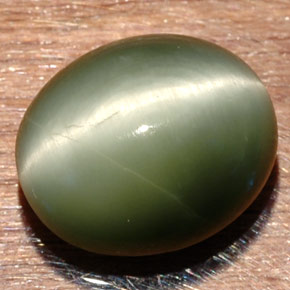 Quartz cat's eye verde natural de 7,32 ct, corte óvalo, opaco