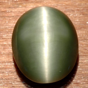 Cuarzo ojo de gato verde natural de 7,54 ct, corte óvalo, opaco
