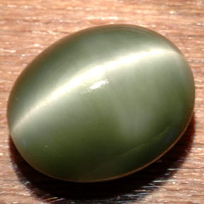 Cuarzo ojo de gato verde natural de 7,54 ct, corte óvalo, opaco