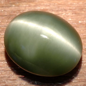 Cuarzo ojo de gato verde natural de 7,54 ct, corte óvalo, opaco