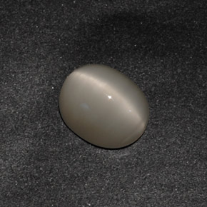 Quartz cat's eye gris natural de 3,42 ct, corte óvalo, opaco