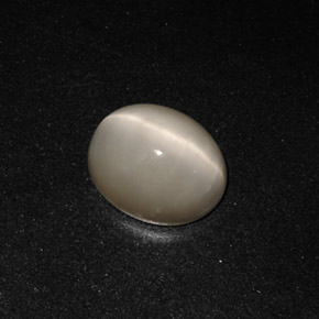 Quartz cat's eye gris natural de 3,19 ct, corte óvalo, opaco