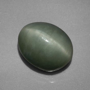 Cuarzo Ojo de Gato Verde natural de 4.48 ct, Corte Óvalo, Opaco