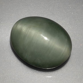 Quartz cat's eye verde natural de 3,91 ct, corte óvalo, opaco