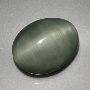 Quartz cat's eye verde natural de 3,91 ct, corte óvalo, opaco