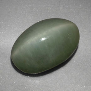 Quartz cat's eye verde natural de 4,77 ct, corte óvalo, opaco