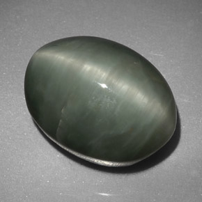 Quartz cat's eye verde natural de 8,45 ct, corte óvalo, opaco