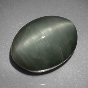 Quartz cat's eye verde natural de 8,45 ct, corte óvalo, opaco