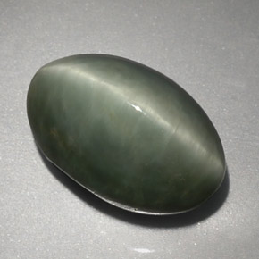 Quartz cat's eye verde natural de 6,45 ct, corte óvalo, opaco