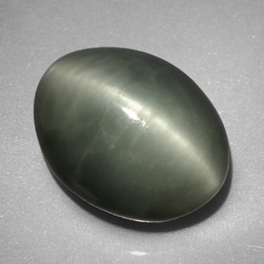 Quartz cat's eye verde natural de 7,74 ct, corte óvalo, opaco
