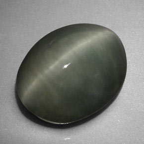 Quartz cat's eye verde natural de 6,16 ct, corte óvalo, opaco