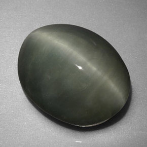 Quartz cat's eye verde natural de 6,16 ct, corte óvalo, opaco