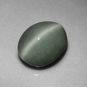 Quartz cat's eye verde natural de 6,01 ct, corte óvalo, opaco
