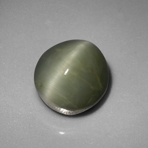 Quartz cat's eye verde natural de 5,45 ct, corte óvalo, opaco
