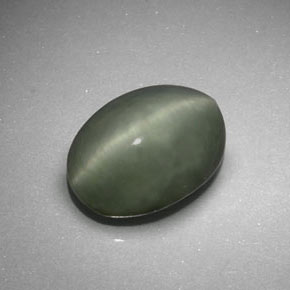 Quartz cat's eye verde natural de 6,41 ct, corte óvalo, opaco