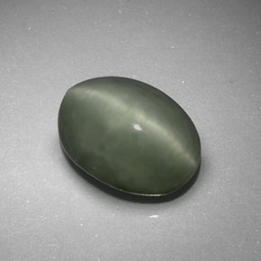 Quartz cat's eye verde natural de 6,41 ct, corte óvalo, opaco