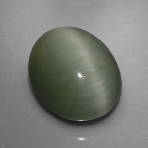 Quartz cat's eye verde natural de 3,64 ct, corte óvalo, opaco