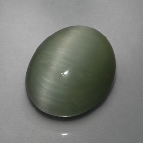 Quartz cat's eye verde natural de 3,64 ct, corte óvalo, opaco
