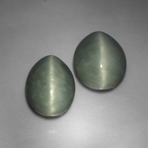 Gemas de quartz cat's eye verde natural de  ct, corte óvalo, opaco
