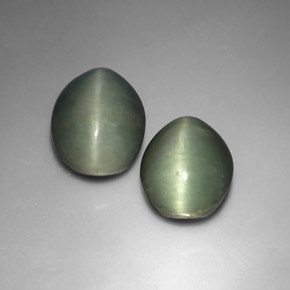 Gemas de quartz cat's eye verde natural de  ct, corte óvalo, opaco