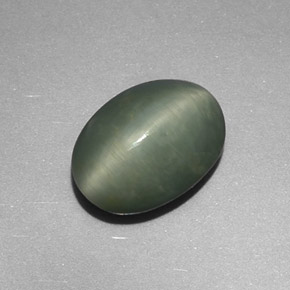 Quartz cat's eye verde natural de 4,48 ct, corte óvalo, opaco