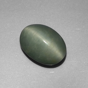 Quartz cat's eye verde natural de 4,48 ct, corte óvalo, opaco
