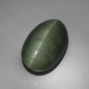 Quartz cat's eye verde natural de 5,75 ct, corte óvalo, opaco
