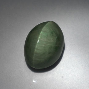 Quartz cat's eye verde natural de 5,53 ct, corte óvalo, opaco