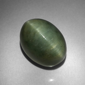 Cuarzo Ojo de Gato Verde natural de 7.86 ct, Corte Óvalo, Opaco