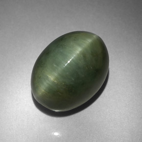 Cuarzo Ojo de Gato Verde natural de 7.86 ct, Corte Óvalo, Opaco