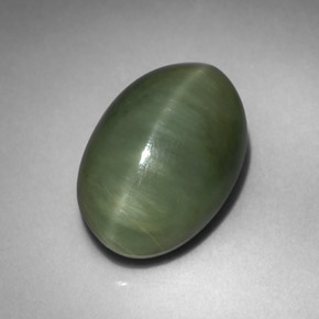 Cuarzo ojo de gato verde natural de 4,98 ct, corte óvalo, opaco