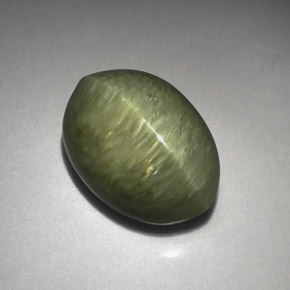 Cuarzo Ojo de Gato Verde natural de 5.77 ct, Corte Óvalo, Opaco
