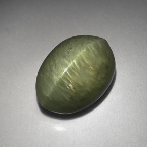 Cuarzo Ojo de Gato Verde natural de 5.77 ct, Corte Óvalo, Opaco