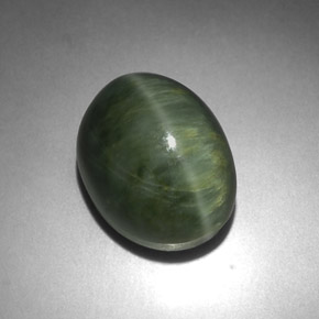 Quartz cat's eye verde natural de 7,21 ct, corte óvalo, opaco
