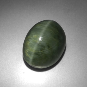 Quartz cat's eye verde natural de 7,21 ct, corte óvalo, opaco