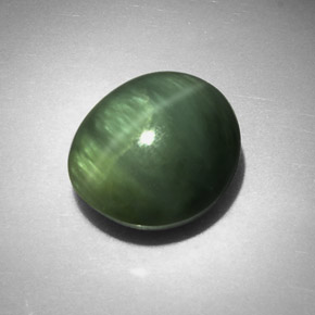 Cuarzo Ojo de Gato Verde natural de 6.84 ct, Corte Óvalo, Opaco