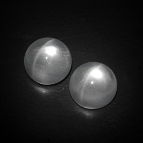 Gemas de quartz cat's eye blanco natural de  ct, corte redondo, transparente