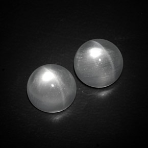 Gemas de quartz cat's eye blanco natural de  ct, corte redondo, transparente