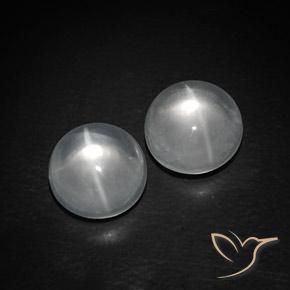 8.87ctw Natural Blanco Cuarzo Ojo de Gato, Redondo, Transparente