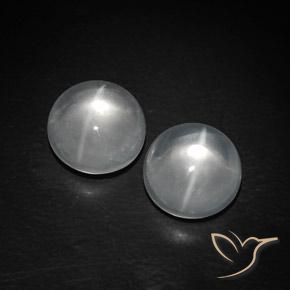 Gemas de Cuarzo Ojo de Gato Blanco natural de 8.87 ct, Redondo, Transparente