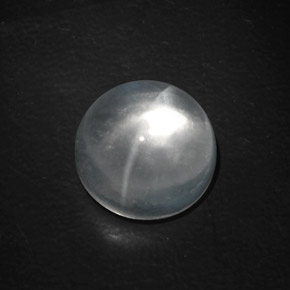 Quartz cat's eye blanco natural de 9,89 ct, corte redondo, transparente