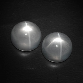 Gemas de Cuarzo Ojo de Gato Blanco natural de  ct, Corte Redondo, Transparente