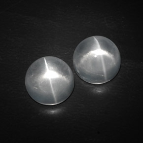 Gemas de quartz cat's eye blanco natural de  ct, corte redondo, transparente