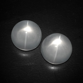 Gemas de quartz cat's eye blanco natural de 13,03 ct, corte redondo, transparente