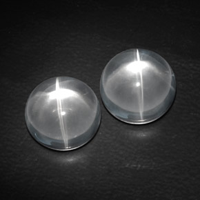 Gemas de quartz cat's eye blanco natural de  ct, corte redondo, transparente