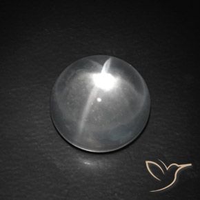 Cuarzo Ojo de Gato Blanco claro natural de 9.45 ct, Redondo, Transparente