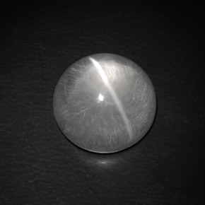 Quartz cat's eye blanco natural de 9,02 ct, corte redondo, transparente