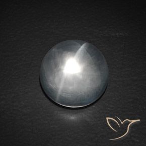 Cuarzo Ojo de Gato Blanco claro natural de 9.88 ct, Redondo, Transparente