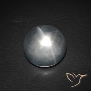Cuarzo Ojo de Gato Blanco claro natural de 9.88 ct, Redondo, Transparente