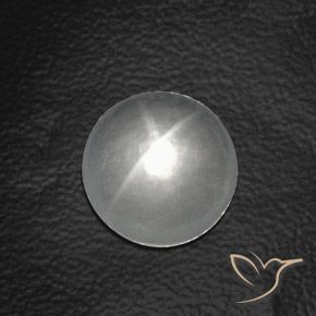 Cuarzo Ojo de Gato Blanco natural de 7.46 ct, Redondo, Transparente
